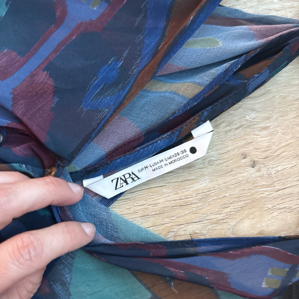 Zara Multicolor Patterned Button Down Maxi Dress … - image 2